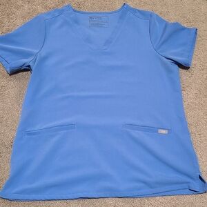 Figs Light Blue V-Neck Scrub Top